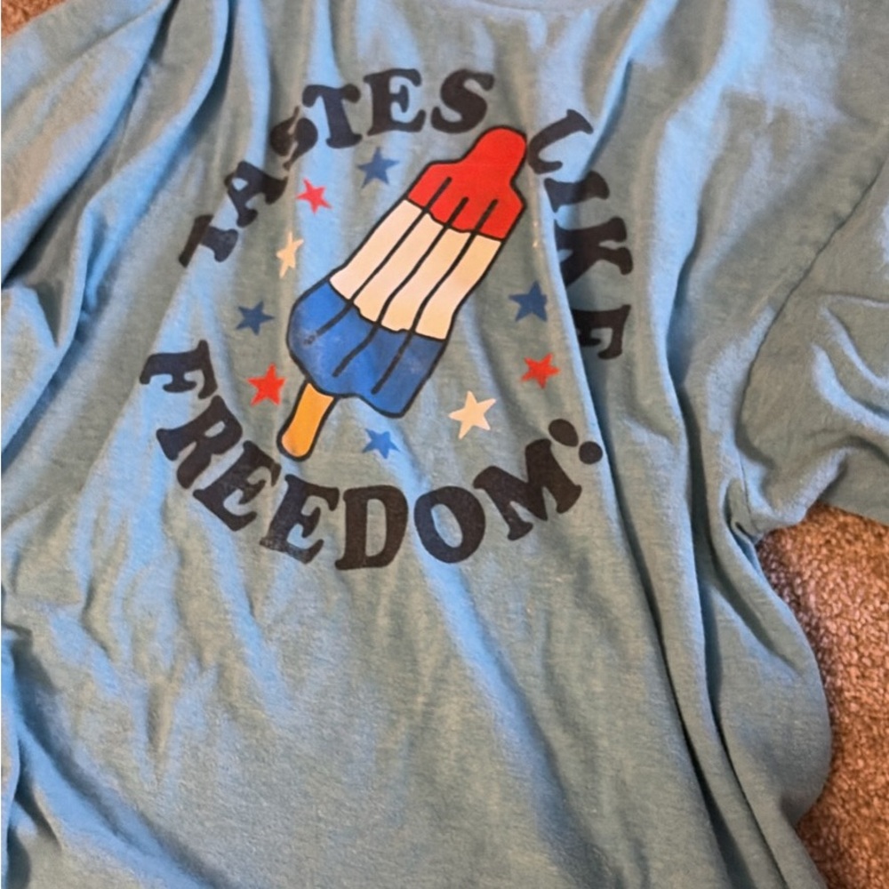 Blue Graphic T-Shirt with Popsicle Design